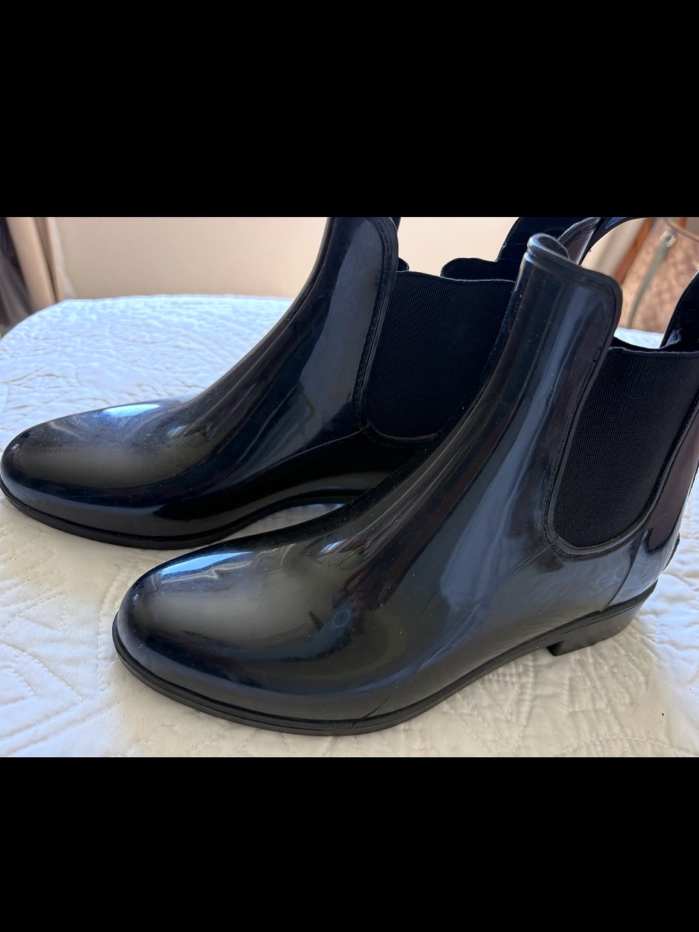Sam Edelman Glossy Black Chelsea Rain Boots